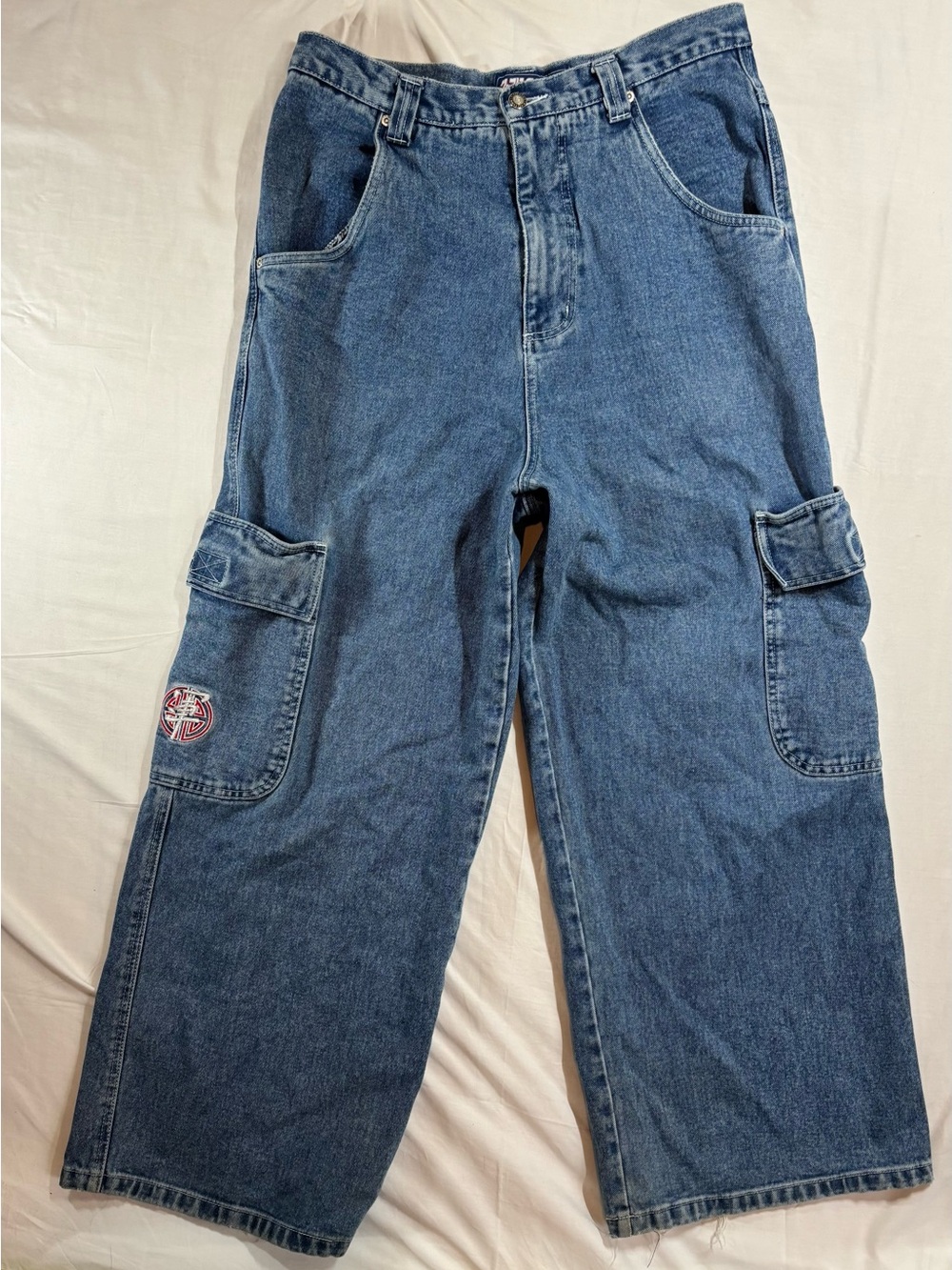 Vintage 90s Breakdown Ultra Wide Leg Cargo Jeans 34 Baggy Skater Rave JNCO Style